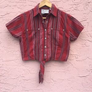 Vintage Wrangler Tie Front Short Sleeve Shirt